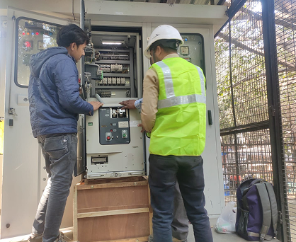 Field engineer on tower